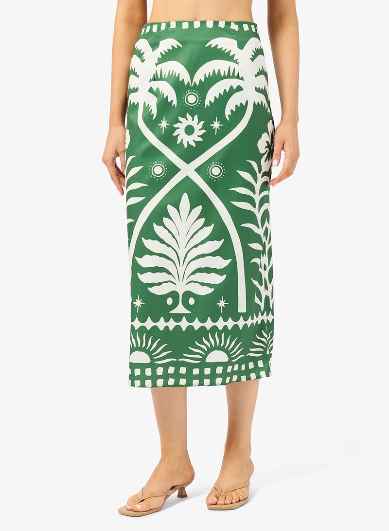 Ginger Square Neck Tropical Print Top & Skirt Coord Set - Image 3